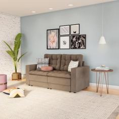 Sofá 3 Lugares Retrátil Brémen Suede Bege - Mobly