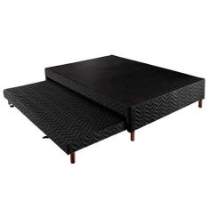 Cama Box Base C-auxiliar Casal Sommier Rústico Bordado Black (138x188x30) - Paropas