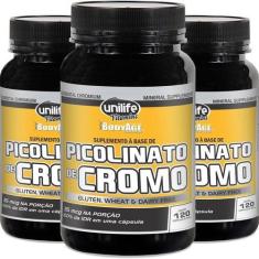 Kit 3 Picolinato De Cromo Unilife 120 Cápsulas