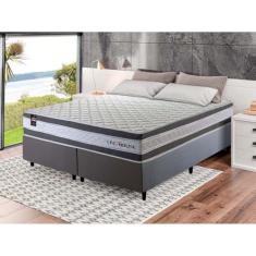 Conjunto Cama Box Cinza c/Molas Ensacadas Alpine Cinza Queen 158x198x65