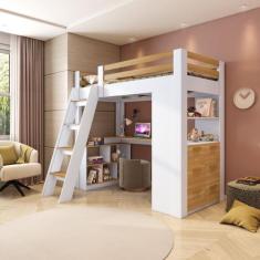 Cama Office Infantil Multifuncional com 6 Gavetas e Escrivaninha Micen