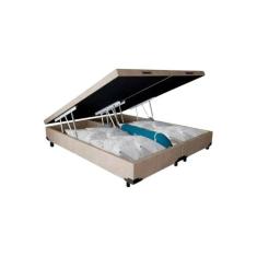 Base Box Baú King 193x203 Suede - PH&S, Bege