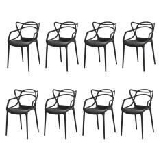 Kit 8 Cadeiras Allegra Master Preta Sala Cozinha Jantar
