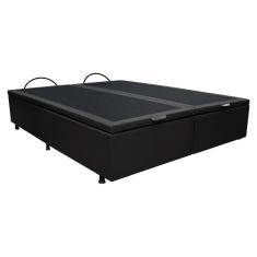 Base Box Baú para Cama Casal King 192x203cm Bipartido Liz S05 Sintético Preto - Mpozenato