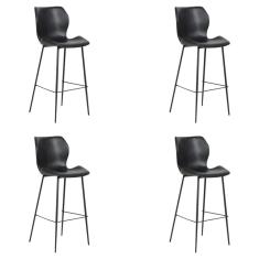 Kit 4 Banquetas Alta com Encosto para Bancada Cozinha Penha R02 PU Preto - Mpozenato