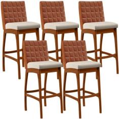 Kit 05 Banquetas Altas Cozinha Sala De Jantar Fixa Mila L02 material s
