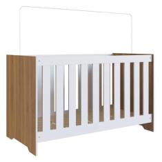 Berço 3 em 1 com Regulagem Nogal com Branco Completa Móveis
