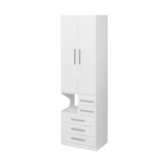 Guarda Roupa 1224 Direito 2 Portas 3 Gavetas com Mesa de Cabeceira Branco Móveis Ilan