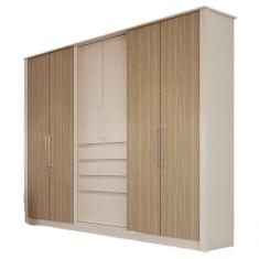 Guarda Roupa Casal PH 1210 6 Portas 4 Gavetas MDP Cedro + Off White Herval
