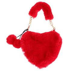 bolsa de ombro de sintética, bolsa de mão fofa em forma de coração, bolsa de mão para mulheres, Vermelho, 23X20X3CM