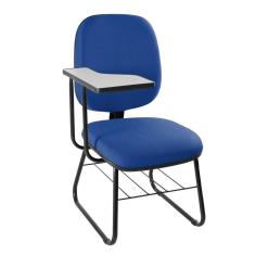 Cadeira Universitária Diretor com Porta Livros Metal Wood Design Azul