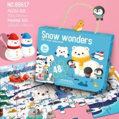 Quebra-cabeça infantil, brinquedo DIY plano, 48 peças de animais de desenho animado