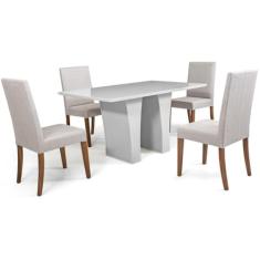 Mesa de Jantar Herval Denver com 4 cadeiras, 140 x 90 cm, Off White