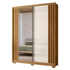 Guarda Roupa Solteiro Colorado Ripado 2 Portas Deslizantes com Espelho - Moval