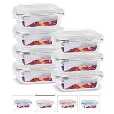 Kit Conjunto 7 Potes de Vidro Hermético com Tampa Plástico Marmita Mantimentos 370ml Cor:Branco (QH)