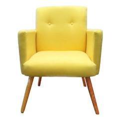 Poltrona Decorativa Pés Palito Nina Plus Suede Amarelo - DS Móveis