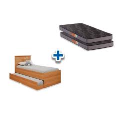 Colchão Solteiro Pérola Gray Polar (2Un) + Bicama Bianca II Nature