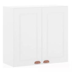 Armário Aéreo 80 cm 2 Portas Cristal Luciane Móveis, Branco Polar/Bran