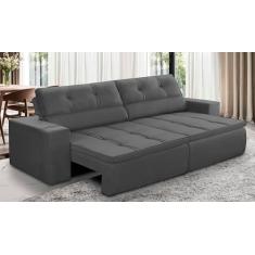 Sofá Retrátil e Reclinável 2 lugares 1,70m com Molas Stella Suede Cinza Adonai Estofados