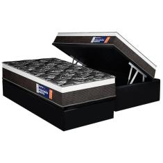 Cama Box Baú Solteiro: Colchão Espuma D45 Plumatex D33 Selectus + Base CRC Suede Black (88x188)