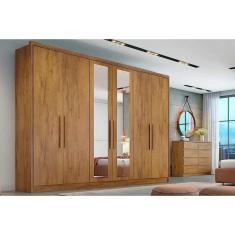 Guarda Roupa Casal 6 Portas e 6 Gavetas c/ Espelho Robust/Livorno Cumaru - Novo Horizonte