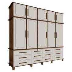 Guarda Roupa 10 Portas e 12 Gavetas Nicolau Malbec off White