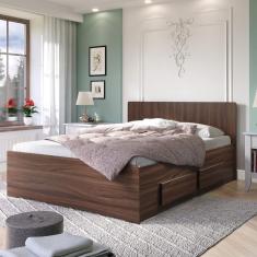 Cama Reta De Casal Com 4 Gavetas Ilan 1254 San Remo