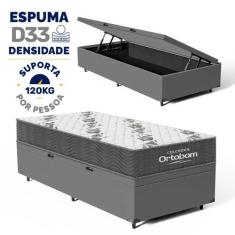 Cama Box Baú Colchão Espuma D33 Ortobom Airtech 100 88 cm, Cinza