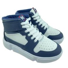 Tênis Infantil Cano Alto Molekinho Recortes - Branco e Marinho - 32-Masculino