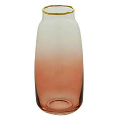 VASO VIDRO OMBRÉ CORAL 8x17cm