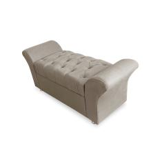 Recamier Calçadeira Baú Veneza Queen 160 cm Suede Bege LM DECOR