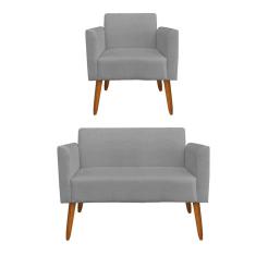 01 Namoradeira E 01 Poltrona Marisa Suede Grafite