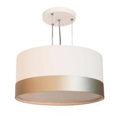 Lustre Pendente C pula Branco Com Detalhe Bronze 30x15
