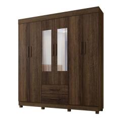 Guarda Roupa Solteiro 6 Portas 2 Gavetas Com Espelho Copacabana New Be