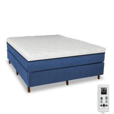 Cama Box e Colchão Magnético Massageador - Eco Master - Eco New, Azul,