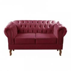 Sofá Dom Pedro 2 Lugares Chesterfield Namoradeira Captonê Bordo