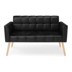 Sofá Namoradeira Elisa Corano Preto Pés Palito Natural - D'rossi