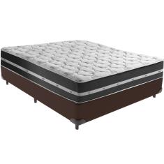 Cama Box Marrom e Colchão Classic Preto Molas ensacadas Casal Anjos