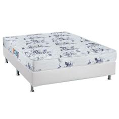 Cama Box Casal: Colchão Espuma Luckspuma D28 Celebrity + Base Crc Courano White(138X188)