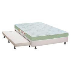 Cama Box C/Auxiliar Casal: Colchão Espuma Castor D33 Sleep Max + Base Crc Courano White(138X188)
