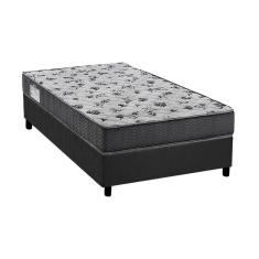 Cama Box Solteiro: Colchão Espuma Ortobom D33/Ep Iso 100 Ultra Firme + Base Crc Suede Gray(78X188)