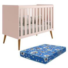 Berço Americano Isis com Colchão Baby Physical - Reller Móveis Rosa