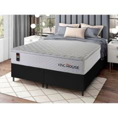 Conjunto Cama Box Preto c/ Molas Ensacadas New Moon Branco King 193x203x66
