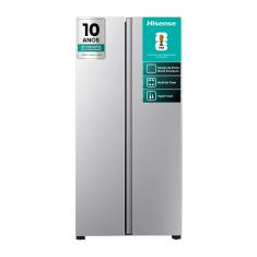 Geladeira 428L Hisense RS3P428 Side by Side Inverter Frost Free Portas Planas Puxador Embutido Cinza