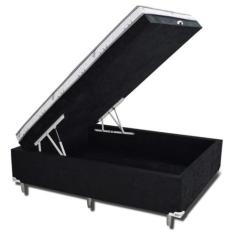 Cama Box Casal Baú Conjugada Suede Preto - Aloa