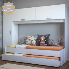 Bicama com Colchão Incluso e Guarda Roupa/Roupeiro Multimóveis Branca