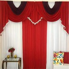 Cortina Roma para Varão em Malha 3,00m x 2,60m Sala Quarto - Vermelha