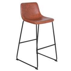 Banqueta Alta Estofada Industrial Vintage Marrom