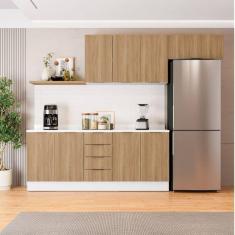 Cozinha Modulada 4 Peças com Tampo 2 Aéreos e 2 Balcões Ipanema Cabecasa Madeiramadeira Amadeirado