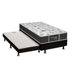 Cama Box c/Auxiliar Solteiro: Colchão Probel Prolastic ProDormir Sleep Black + Base CRC Suede Black(88x188)